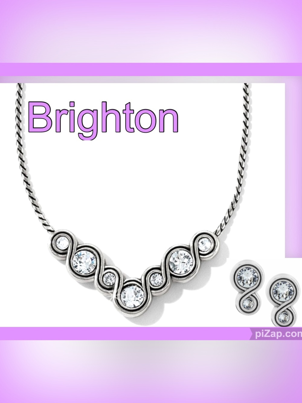💕NWT BRIGHTON Infinity Sparkle Necklace & Stud Earrings Set